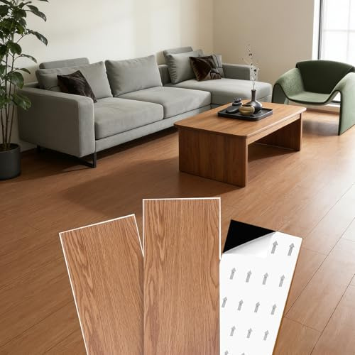 Klebevinyl Selbstklebend,36 Linoleum Boden,5 m²bodenfolie Selbstklebends,Verschleißfest Wasserfest Vinyl Selbstklebend, 2,0 mm Dicke Laminatboden Für Wohnzimmer Küche (Gelbe Eiche)