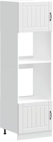 mtlskopl Lucca Armoire à cuisinière, blanche, 60 x 57 x 207 cm, en bois dérivé du bois, pieds réglables en hauteur, peu encombrant, meubles de cuisine, pour four, micro-ondes, petite cuisine