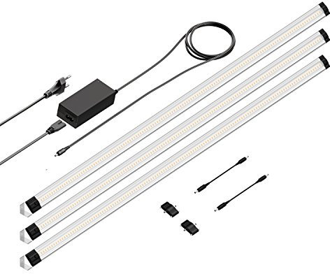 parlat LED Unterbau-Leuchte SIRIS, Eckmontage, flach, je 90cm, je 1044lm, weiß 3er Set