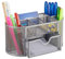 Relaxdays Schreibtischorganizer, Büroablage mit Stiftehaltern & Schublade, Metall Mesh, HBT: 10,5 x 22 x 11 cm, silber
