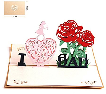 DEESOSPRO Vatertagskarte, Geburtstagskarte Geschenk für Papa Special, 3D Pop-Up-Grußkarte mit schönen Papier-Cut, Geschenk für Papa Geburtstag oder Jubiläum, Umschlag enthalten (ich liebe Papa)