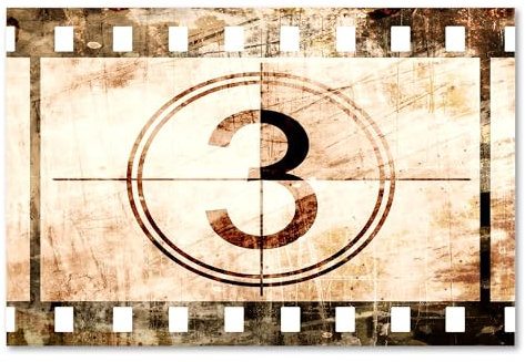 Postereck - 0923 - Retro Filmstreifen, Vintage Film Kino Countdown - Spruch Schrift Wandposter Fotoposter Bilder Wandbild Wandbilder - Poster - DIN A4-21,0 cm x 29,7 cm