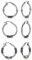 LeCalla Creolen-Set aus 925er Sterlingsilber, 3 Paar, Antik-Look, Bali-Ohrringe für Damen und Jugendliche, 30 mm, Large, Silber, Kein Edelstein