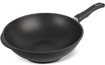 Original Gundel GUSS-WOK, Ø 30 cm, Höhe 10 cm, Rühr-Pfanne PFOA-frei, Akku-Therm Boden - fester Stiel