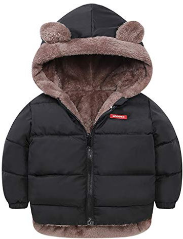 JiAmy Bébé Hiver Polaire Manteau Enfants Garçons Veste Outwear Les Filles Rembourré Vêtements Noir 5-6 Ans