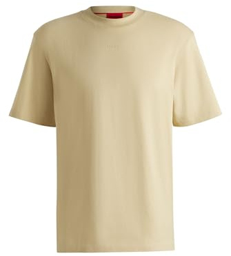 HUGO Herren Dapolino Relaxed-Fit T-Shirt aus Baumwoll-Jersey mit Logo-Print Hellbeige S