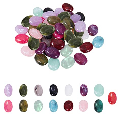 PandaHall 150pcs 15 Farben Oval Imitation Edelstein Spacer Perlen Acryl Perlen Lose Perlen für Halskette Ohrringe Armband Anhänger Schmuckherstellung