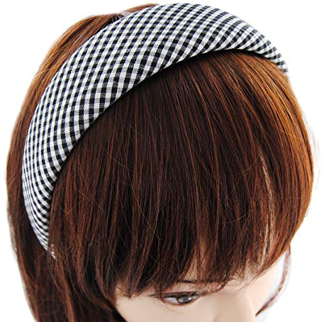 axy Vintage Look Kariert Haarreif Serie mit Stoff gepolstertes Hair band -Wunderschön Stirnband HRK2 Klassik (Schwarz-weiss Kariert)