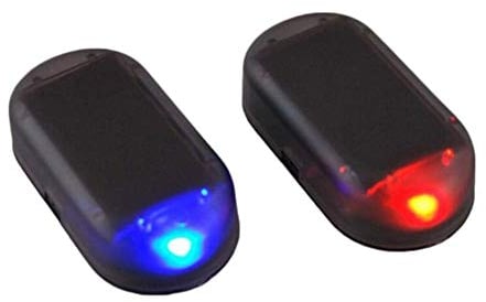 EGFheal 2PCS Solar Power Simulated Car Alarm LED Light Anti-theft Warning Lights Flashing Security Light Fake Lamp Red light + blue light 2PCS