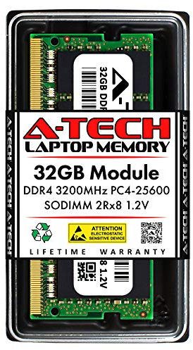 A-Tech Module de mémoire vive SO-DIMM pour ordinateur portable 32 Go DDR4 3200 MHz SODIMM PC4-25600 CL22 1,2 V 260 broches SO-DIMM