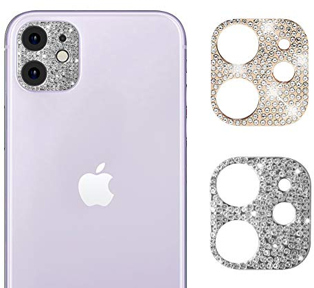 AiMok [2 Pack Camera Lens Protector Compatible with iPhone 11, Bling Diamond Crystal Lens Protective Decoration Sticker Cover for iPhone 11 (Silver+Rose Gold)