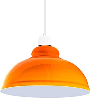 DCVoltage Industrielle Deckenpendelleuchte im Retro-Stil mit kurvigen, kuppelförmigen Metall-Lampenschirmen. Einfach zu montieren (orange)