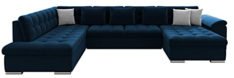 Mirjan24 Eckcouch Ecksofa Niko, Design Sofa Couch mit Schlaffunktion U-Sofa Große Farbauswahl Wohnlandschaft (Ecksofa Rechts, Kronos 09 + Kronos 09 + Paros 05)
