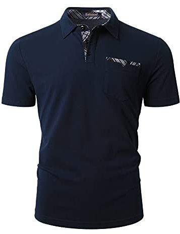 Enlision Blue Polo Shirts for Men Adult Short Sleeve Golf Polo Shirt with Pocket Summer Casual t-Shirts XXL
