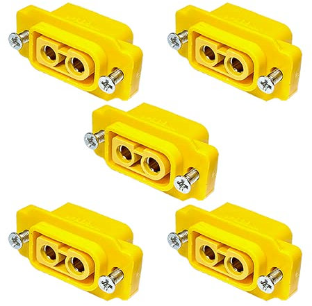 VUNIVERSUM 5X Stück Original XT60E XT60E-F Einbaustecker Female Buchse Goldstecker mit Schrauben Montage Copter Drohne Lipo Akku Anschluss RC Modellbau