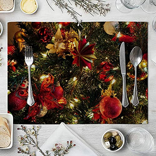 Banemi Tischset Kinder Abwaschbar Xmas, Tischsets Abwaschbar 6er Set Christbaumschmuck Platzsets Weihnachtliche Tischdekoration 32X42cm