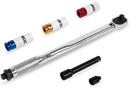 VONROC Drehmomentschlüssel ½ - 470mm - 28-210Nm - Inkl. Steckschlüsselsatz - 3 Stück, Verlängerungsstange und Reduzierstück