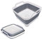 Lavabo pliable de 9 l avec bouchon de vidange, gain de place, bac de rangement de cuisine pour camping, lavage des légumes, camping-car (gris)