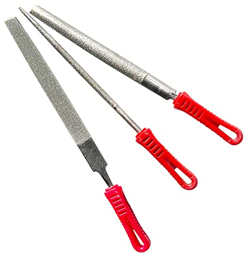 SI FANG Il set di 3 lime diamantate include un set di lime semirotonde/piatte/rotonde, 150 mm, diamantate, per lavorazione di metalli e legno, gioielli, piastrelle di ceramica, pietra, giada, metallo,