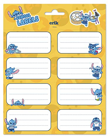 Grupo Erik Etiquetas adhesivas Disney Stitch - Pegatinas libro nombres/Pack etiquetas escolares - Papeleria Disney - Producto con licencia oficial