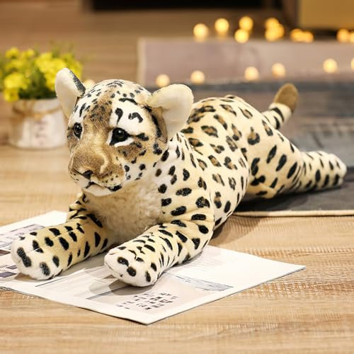 TRAVELKNOT Süßes Leopard Kuscheltier Gepard Kawaii Stofftier Geparden Kuscheltier Leopard Plüschtiere Weich Geburtstags Ggeschenk für Mädchen Deko Teenager Zimmer 40cm