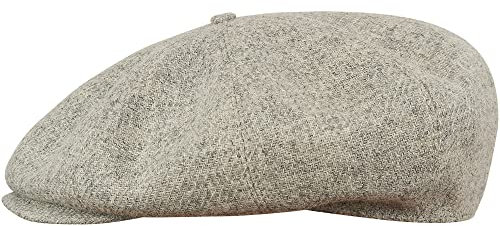 Sterkowski Peaky Style | Harris Tweed Schiebermütze für Herren | Cabrio Mütze Schirmmütze Gatsby Cap 60 cm Hellgraumeliert