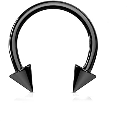 Jewel Barrel Hufeisen Piercing Bar Nassenpiercing Septum Nase Ring Ohrringe Hoop Helix Tragus Körperschmuck 16G, 6 | 8 | 10 | 12 mm Chirurgenstahl mit Kegel Spitzen (Schwarz, 8)