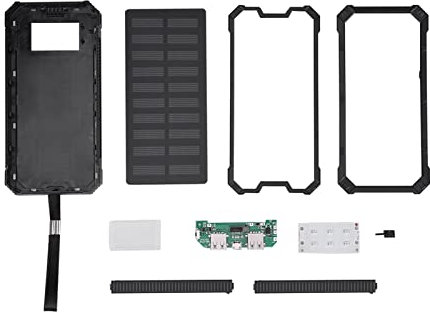 Banco de Energía Solar, 20000 MAh Portátiles de Carga Rápida Dual USB Polar Mobile Power Bank Case DIY Kit (Negro)