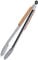 Relaxdays 38 cm Pinza Barbacoa, Tenaza Parrilla con Aro para Colgar, Cocina, Acero Inoxidable y Madera, Plateado/Natural