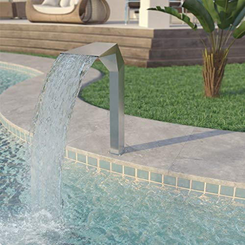 HOMIUSE Pool-Fontäne Edelstahl 50x30x90 cm Silbern Wasserfall Brunnen Garten Teich Pool Wasserfall Fountain Edelstahl Wasserspiel