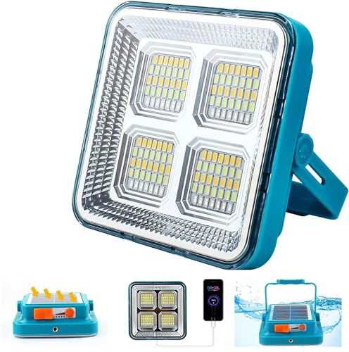 TOPBOS LED Baustrahler Akku,LED Arbeitsleuchte Akku 4 Modi Wiederaufladbarer Strahler Solar 12000mAh USB LED Strahler Akku für Angeln, Camping,Wartung,Baustellen