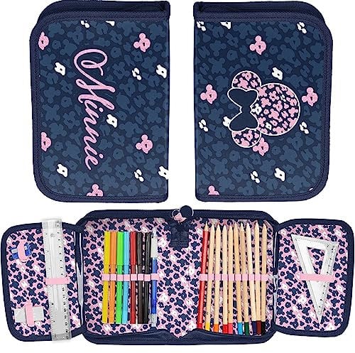 Paso Minnie Mouse Expandable Pencil Case with Accessories, Multi-Colour, Multi-Colour, Expandable Case