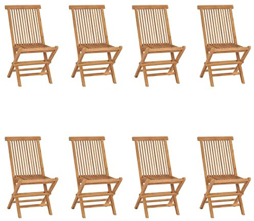 ZEYUAN Klappbare Gartenstühle 8 STK Hochlehner, Campingstühle, Lehnstühle, Wetterfest Stuhl, Garden Chair, Massivholz Teak
