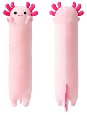 shownicer Plüschtier Axolotl Kuscheltier Stofftier Kawaii Axolotl Plüsch Kissen Spielzeug Axolotl Wurfkissen Schmusetier Geschenk für Kinder Mädchen 12+ Jahre (Rosa, 90cm)