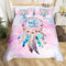 Homemissing Dreamcatcher Parure de lit 220 x 240 cm Attrape-rêves Fleurs Plumes Housse de Couette Chasseurs de Rêves Literie Enfant Adolescent coloré Bohamian Housse de Couette Rose Coloré Tie - Dye