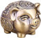 Aschenbecher aus Metall, Schweine-Dekoration. Für Raucher im Innen- und Außenbereich, Schreibtisch-Dekoration mit Abdeckung. Bronze. (13 x 10 x 9,6 cm)