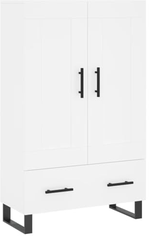vidaXL Highboard, Sideboard mit viel Stauraum, Mehrzweckschrank Anrichte, Kommode Schrank für Wohnzimmer, Modern, Weiß Holzwerkstoff