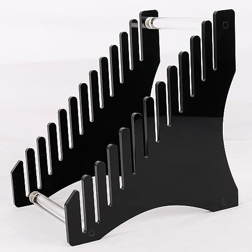 BBTISG Vinyl Schallplatten Präsentationshalterung, 12 Rillen Acryl Schallplattenständer Organizer Plattenregal Regal Display Ständer für Bücher, Schallplatten, Dateien (schwarz)