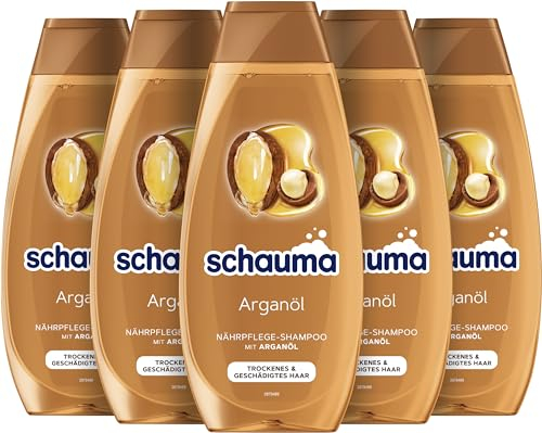 Schauma Schwarzkopf Reparatur-Shampoo Arganöl-Pflege (5x 400 ml), Haarshampoo repariert das Haar intensiv, Repair Shampoo für trockenes & geschädigtes Haar, mit Arganöl und Macadamiaöl