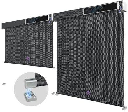 Graywind Customized Smart Outdoor Blinds Compatible Alexa Google, Waterproof Motorised Outdoor Shades with Remote, Exterior Window Solar Powered Outside Electric Blinds for Patio, 1% Black