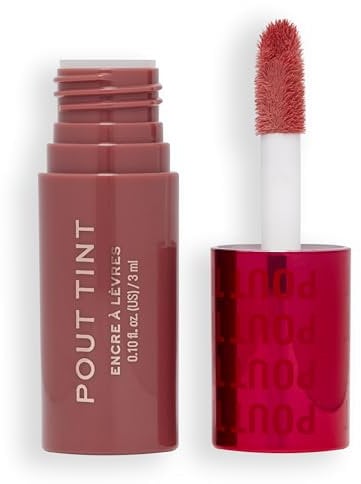 Makeup Revolution, Tinte Labial Pout, Tinte Labial Ligero, Color Construible, Fórmula Hidratante con Acabado de Brillo a Mancha, Nude Dreams, 3ml