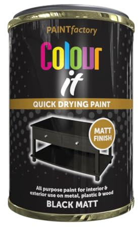 AlezyB 300ml All Purpose Black Matt Tin Paint 300ml Quick and Fast Drying Multipurpose for for Metal, Wood, Plastic and More for Interiro and Exterior