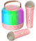 AIUNAOM Microfonos Karaokes Infantil 2 Micrófonos Altavoz Bluetooth Portátil con Luces LED 5 Efectos de Sonido Mágicos Juguete para Niños y Niñas Festividades