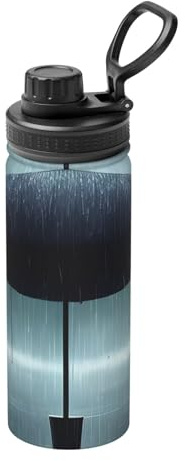 Pmhmer Black Umbrella In The Rain 18 Oz Sports Insulated Water Bottle, Lightweight And Leak-Proof, Suitable For Outdoor Fitness Travel, Simple And Stylish.