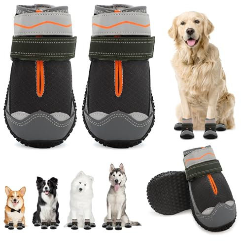 Hundeschuhe für große kleine mittelgroße Hunde rutschfeste Hundestiefel für Hunde Atmungsaktive Hundestiefel für Sommer Heiße Pflaster Pfotenschutz für Outdoor Walking Winter Schnee Anti-Rutsch