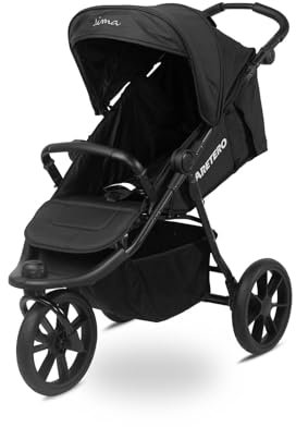 CARETERO ELMA Kinderwagen Buggy - Buggy mit Liegefunktion - Klappbar, mit Regenschutz, Beinabdeckung und 5-Punkt- Sicherheitsgurt - 8,5 kg Leicht - Schwarz