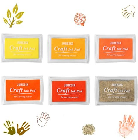 6 Stück Stempelkissen Gelb für Fingerabdrücke Fingerabdruck, zum Basteln und zum kreativen Gestalten, zum kreativen Gestalten und zum Papier Handwerk Stoff Malerei Basteln, Kinder Stempelkissen Set