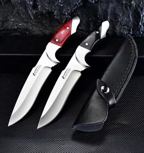Genérico TEERMA FX7 Cuchillo Supervivencia Caza Monte bushcraft Camping Outdoor Campo - Con vaina cutánea, Se utiliza principalmente para la caza y el senderismo（Entrega aleatoria de color）