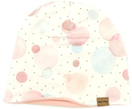 Kleine Könige Mütze Kinder Mädchen Beanie · Modell Punkte Blossom Dots weiß, Altrosa · Ökotex 100 Zertifiziert · Größe 134/140 (KU 55-57)
