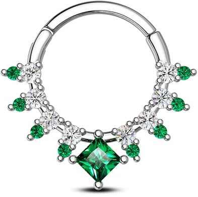 CM Crareesi Mania Piercing Ohr Silber Septum Daith Helix Conch Tragus Piercing Chirurgenstahl Knorpel Ohrring 16G Nasenpiercing Hoop für Frau Männer(Grün)